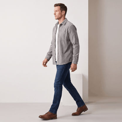 Washed corduroy shirt for men with regular fit