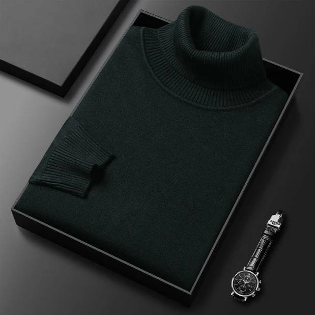 Men's knit turtleneck sweater - green