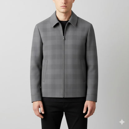 Men's checked tailored blazer with notch lapel - gray