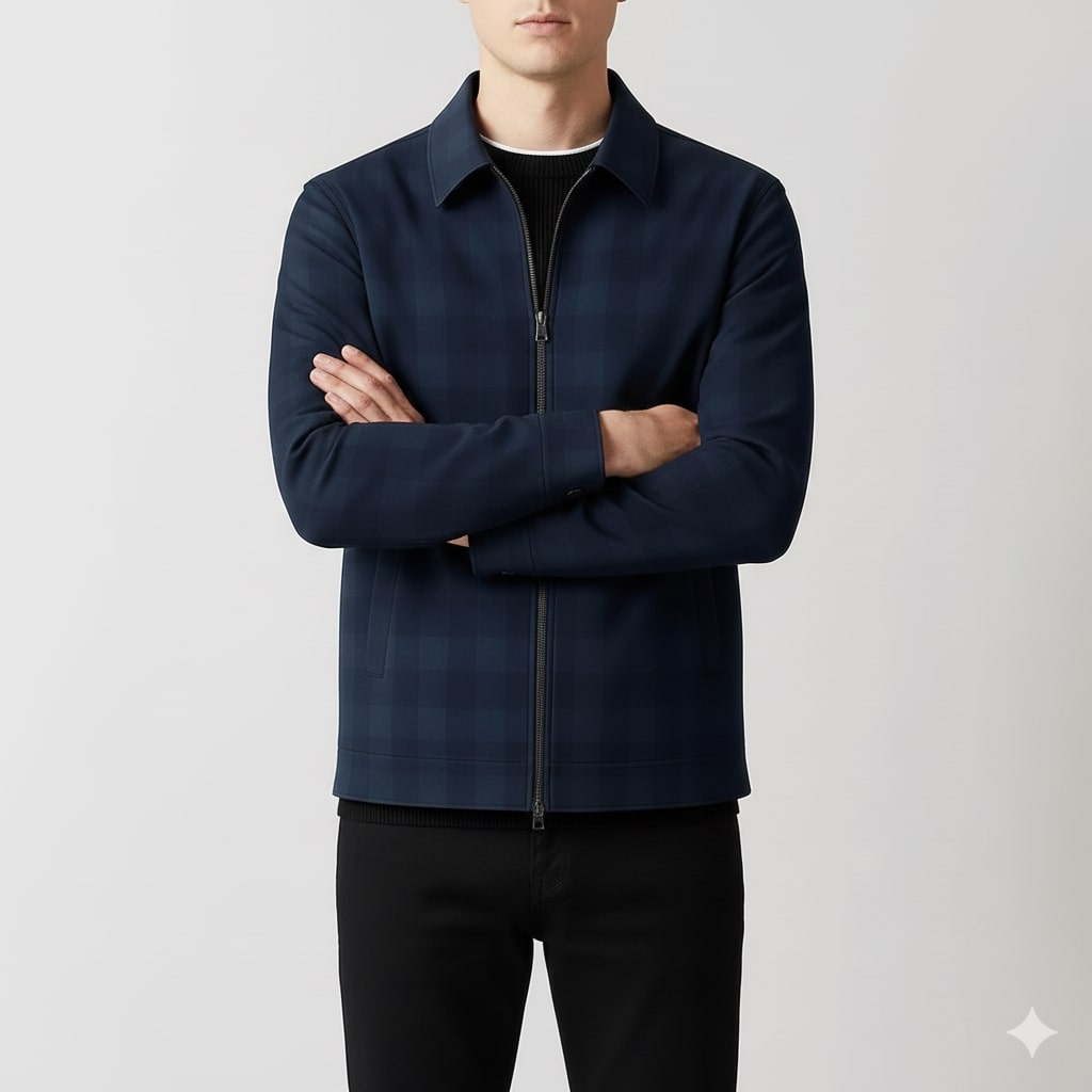 Men's checked tailored blazer with notch lapel