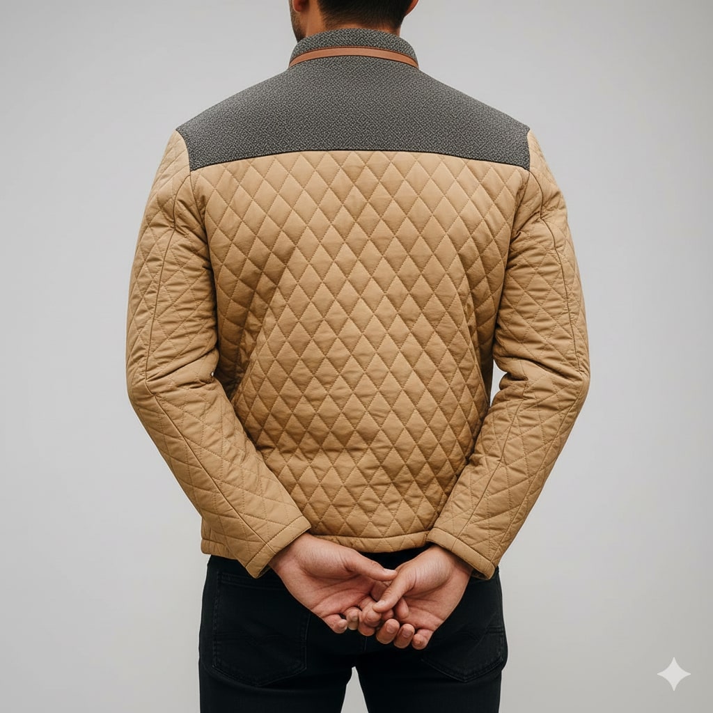 Puffer jacket for men with zip front