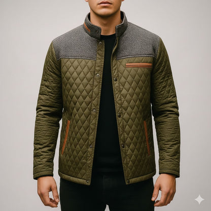 Puffer jacket for men with zip front
