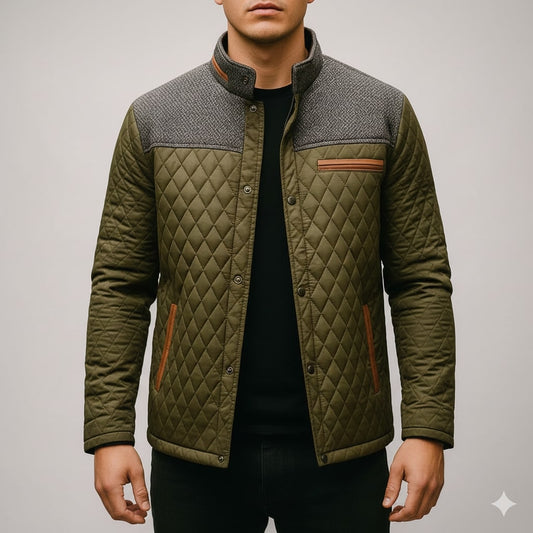 Puffer jacket for men with zip front