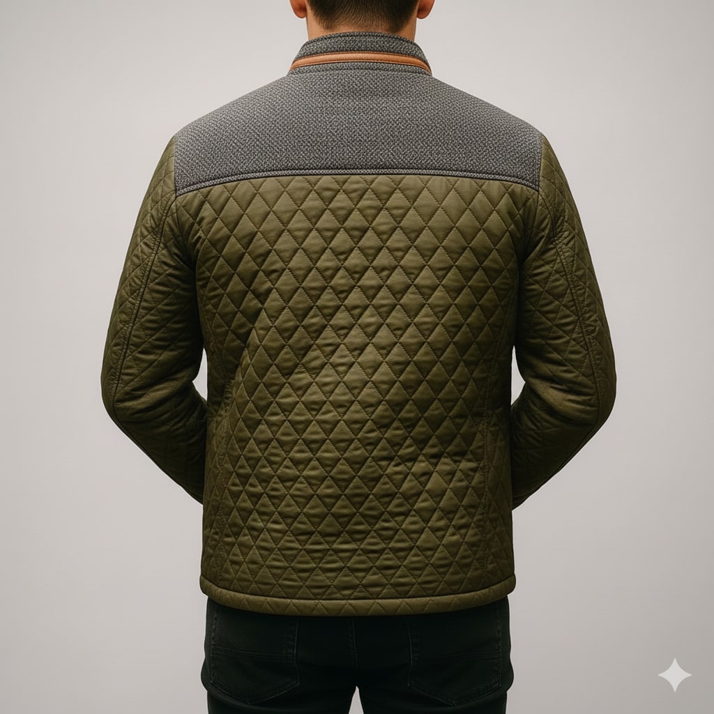 Puffer jacket for men with zip front