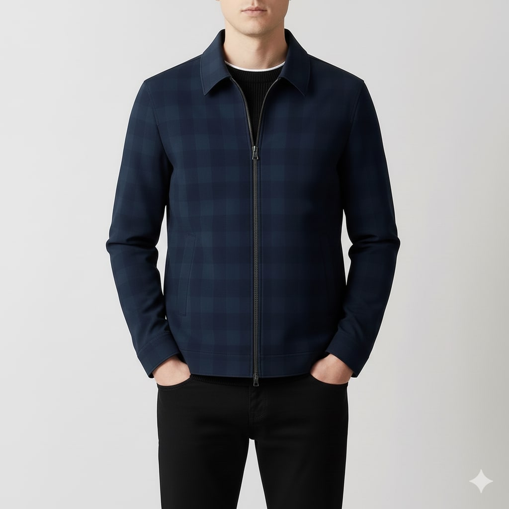 Men's checked tailored blazer with notch lapel
