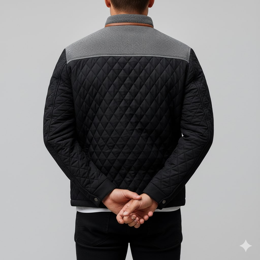 Puffer jacket for men with zip front