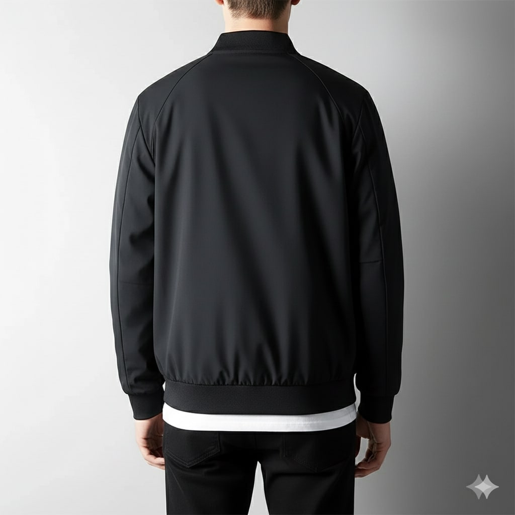 Men's softshell bomber jacket with zip front