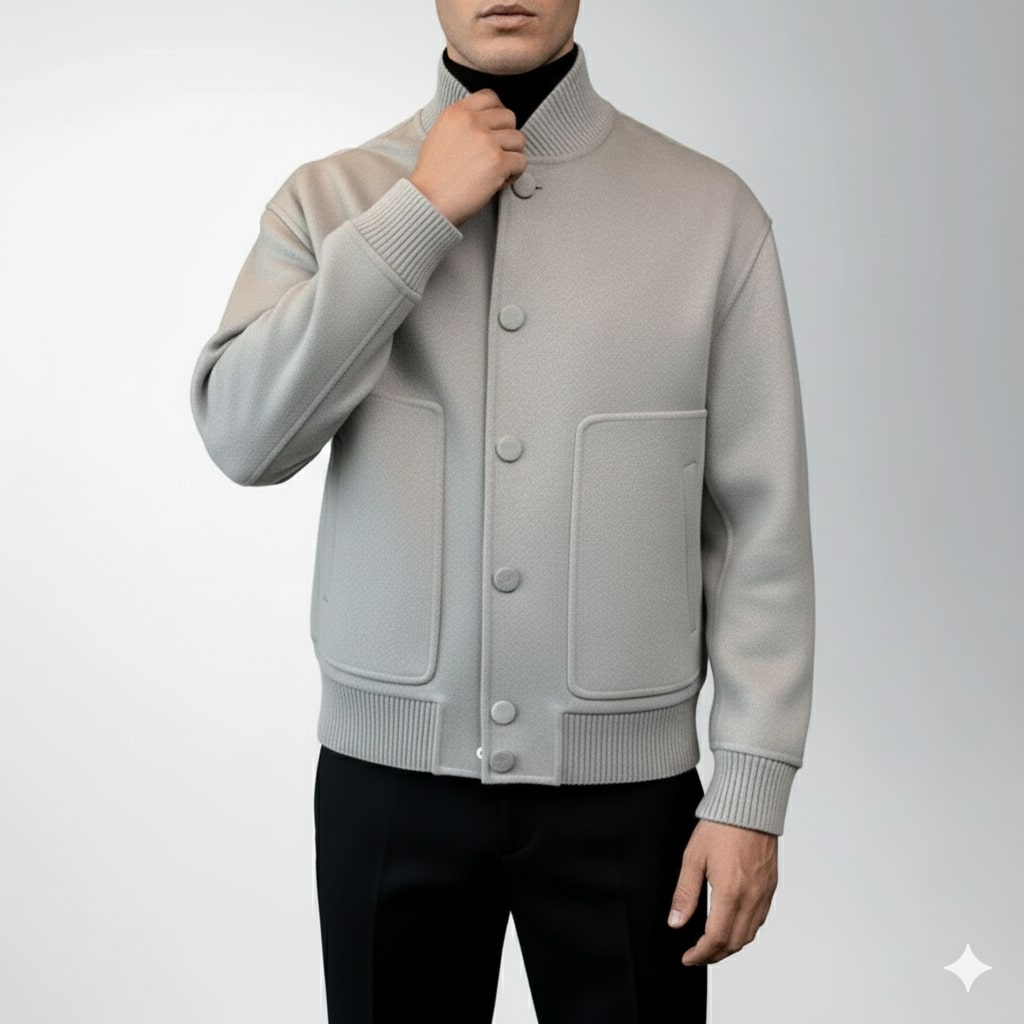 Men's wool blend shirt jacket with snap front