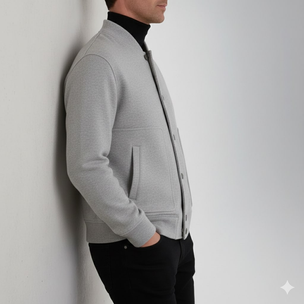 Men's wool blend shirt jacket with snap front