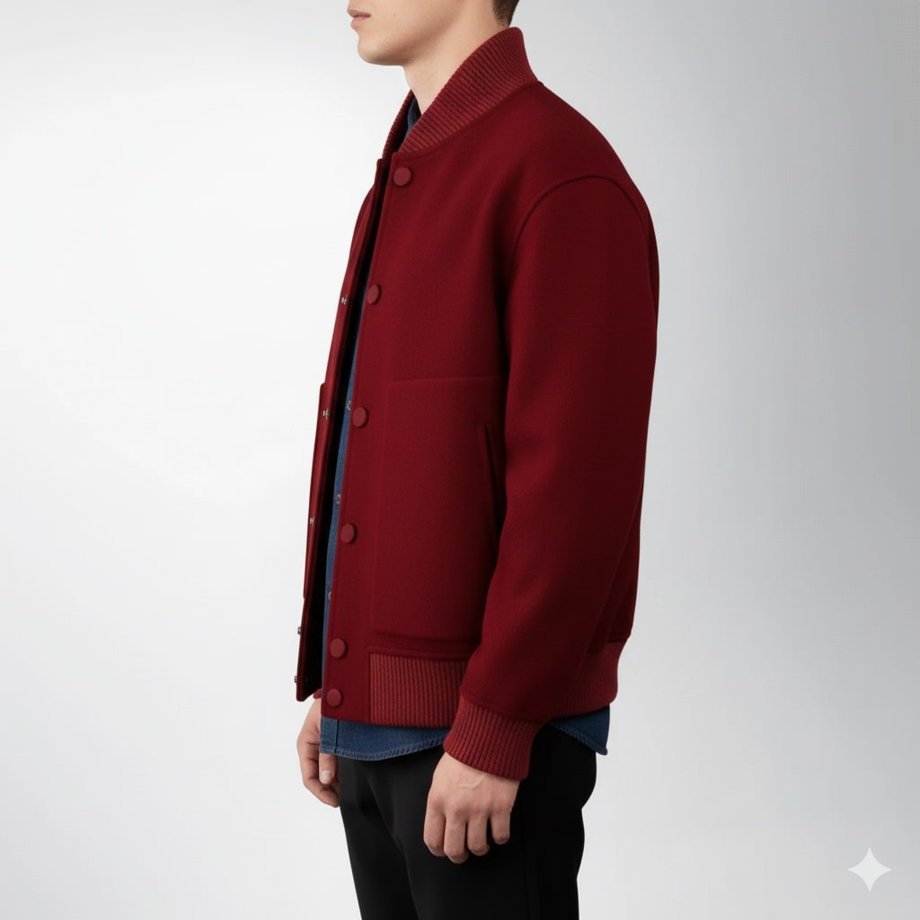 Men's wool blend shirt jacket with snap front