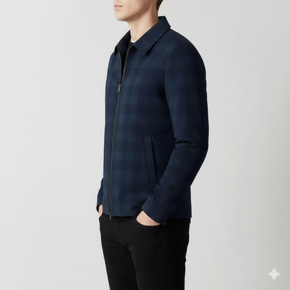 Men's checked tailored blazer with notch lapel