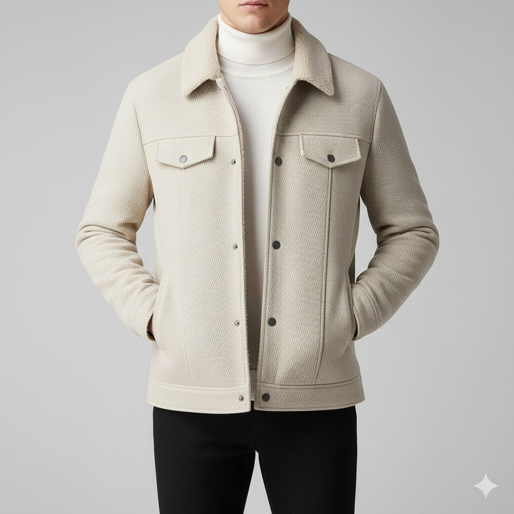 Blazer for men with textured wool blend fabric