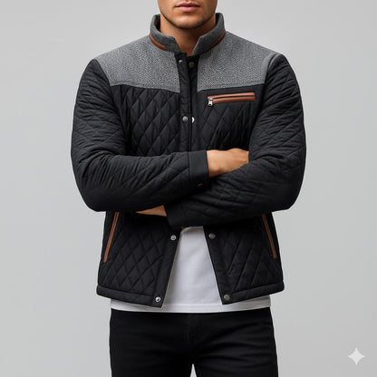 Puffer jacket for men with zip front