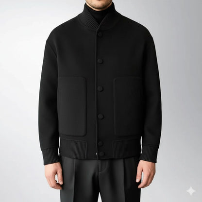 Men's wool blend shirt jacket with snap front - black