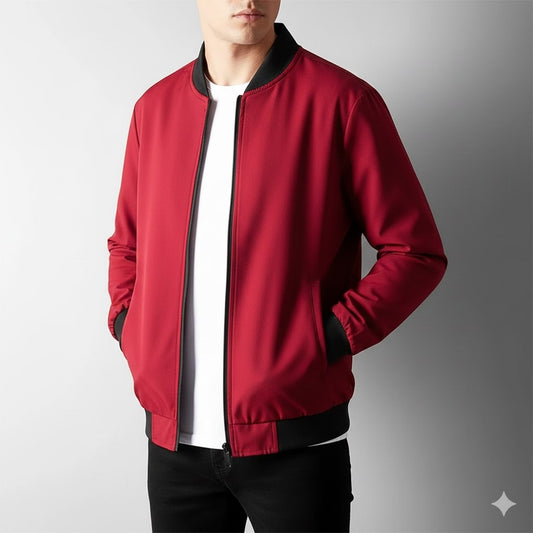 Men's softshell bomber jacket with zip front
