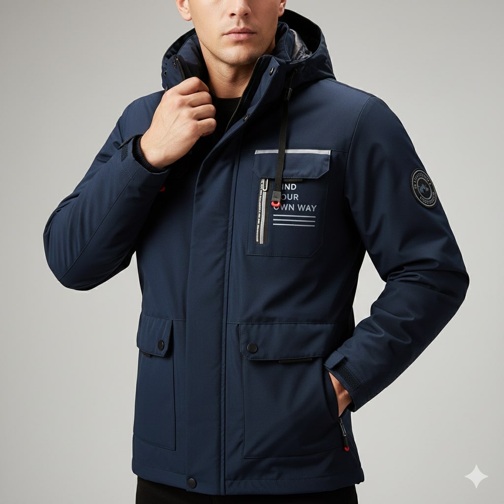 Winter coat for men with weather-resistant finish - navy blue