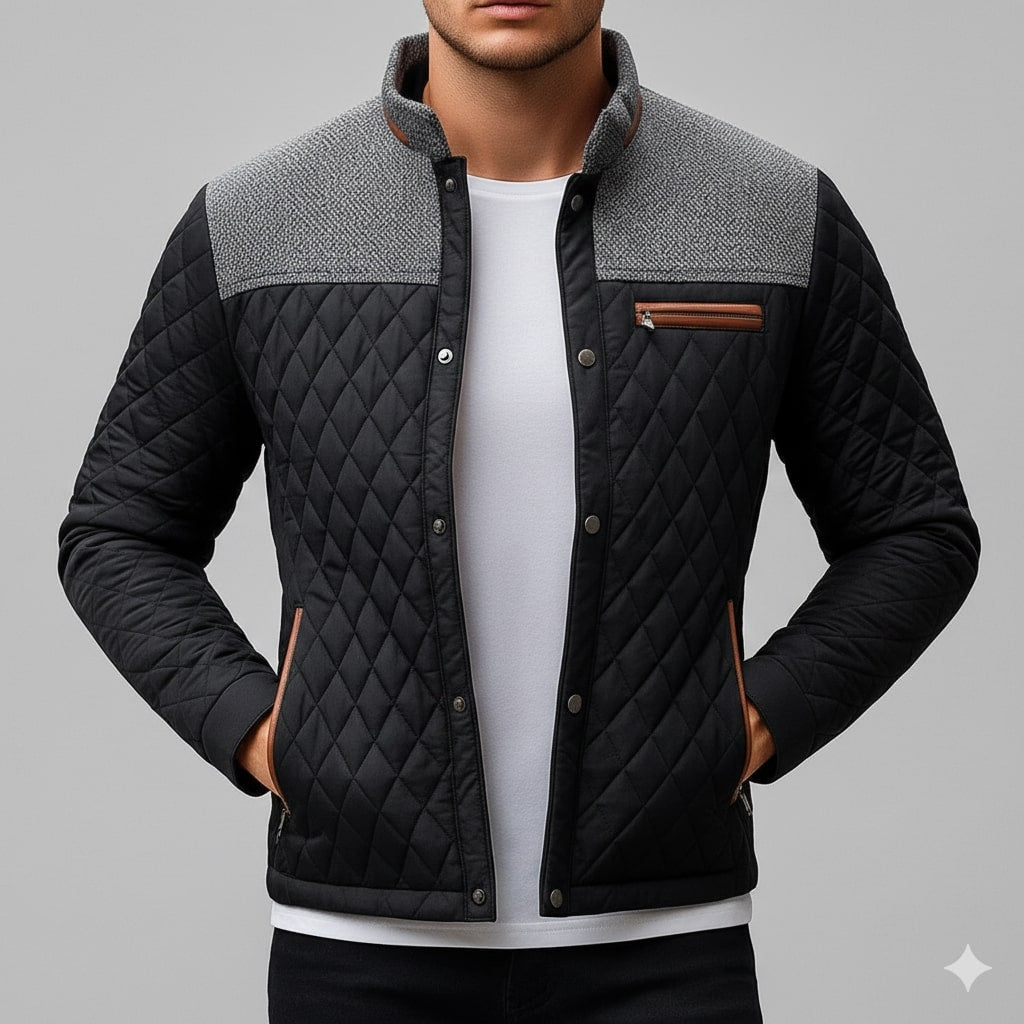 Puffer jacket for men with zip front