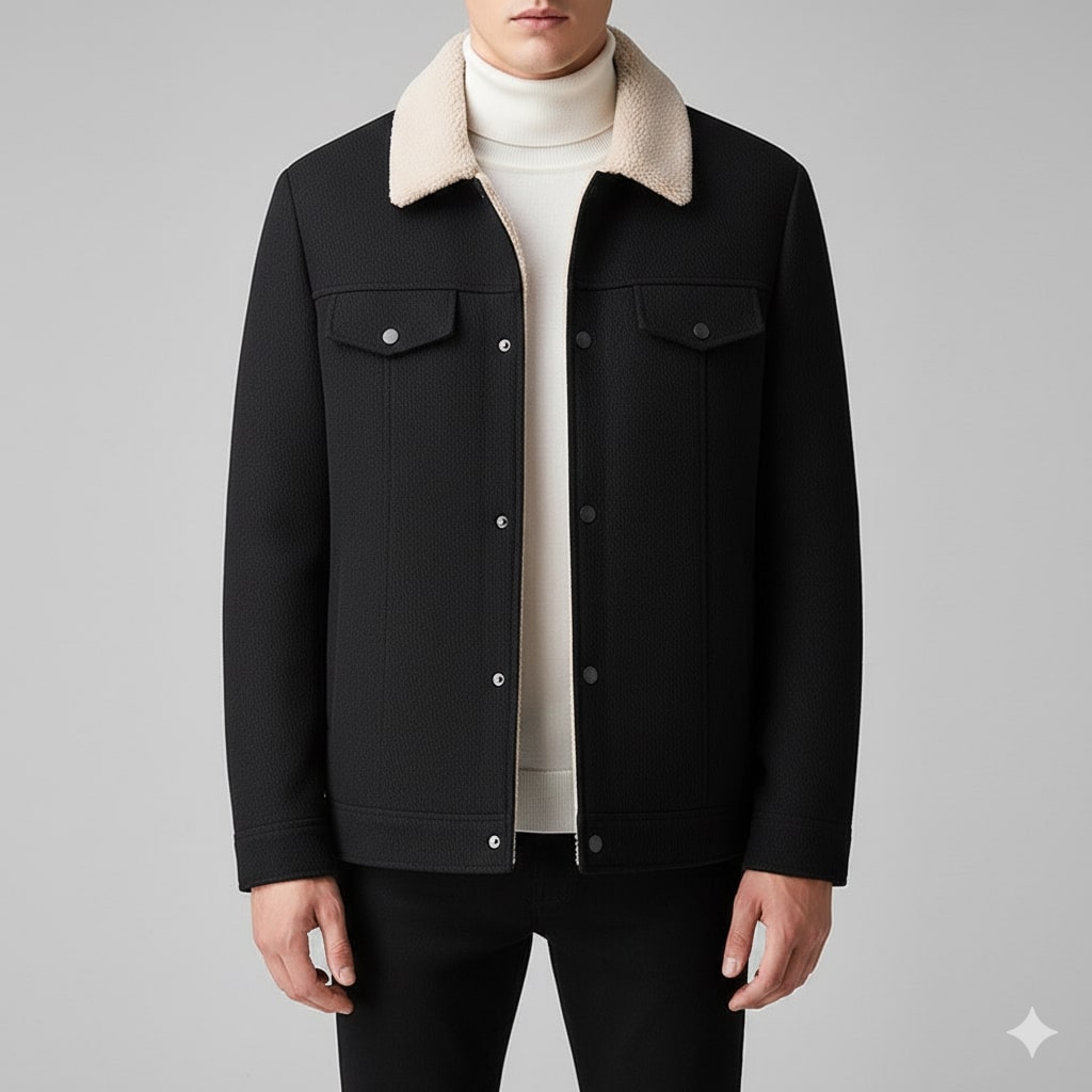 Blazer for men with textured wool blend fabric