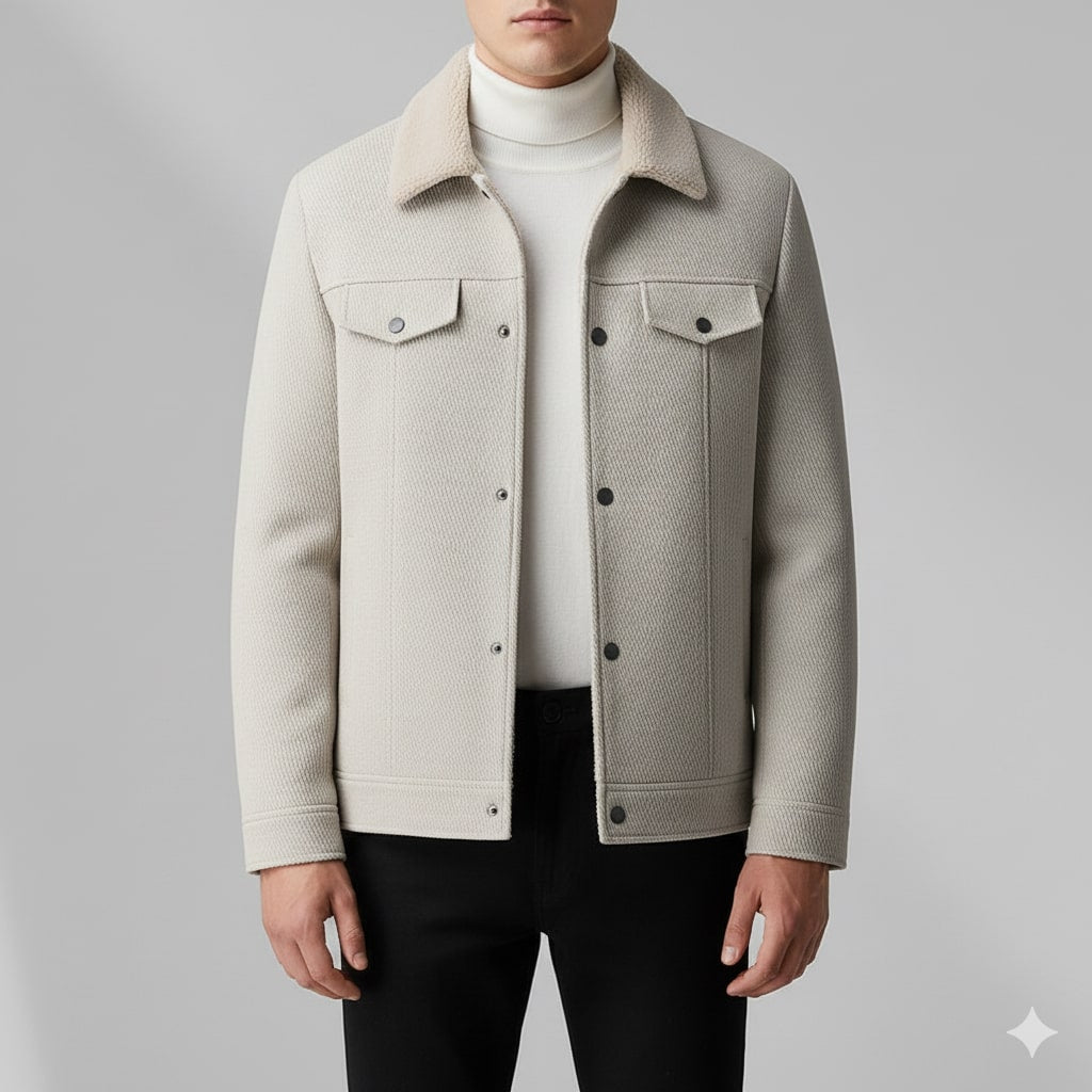 Blazer for men with textured wool blend fabric
