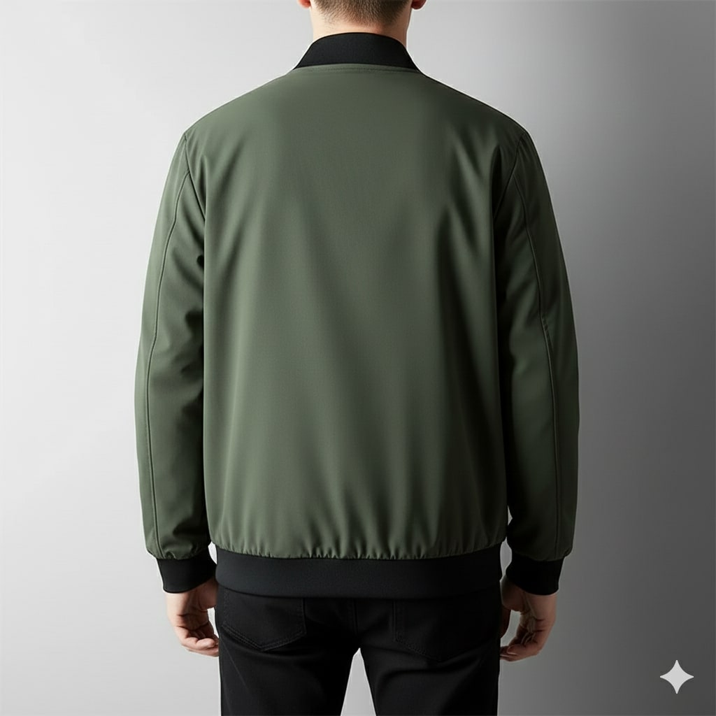 Men's softshell bomber jacket with zip front