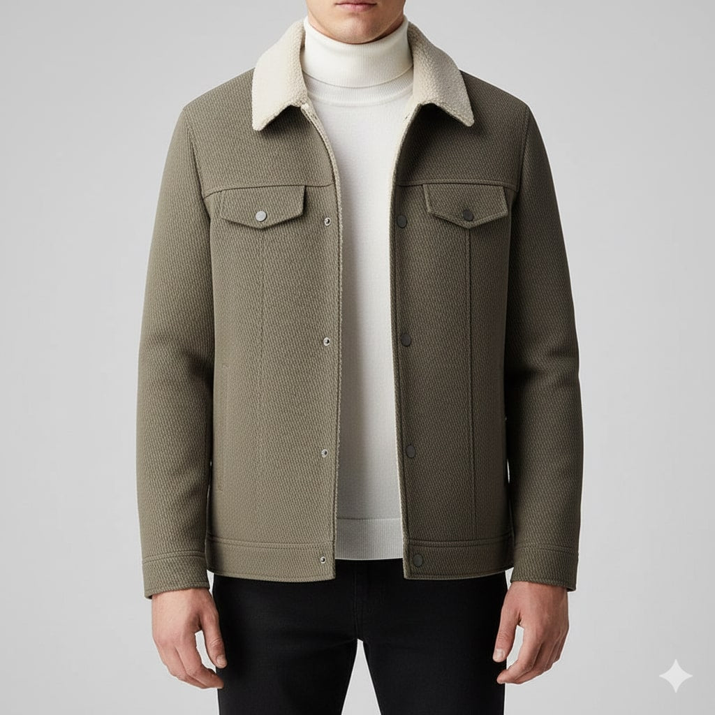 Blazer for men with textured wool blend fabric