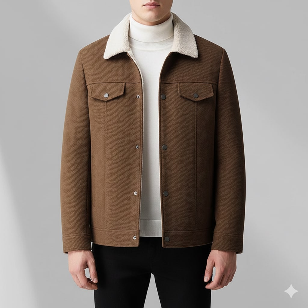 Blazer for men with textured wool blend fabric
