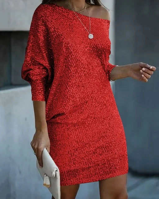 Victorine - Contrast Sequin Slim Fit Dress