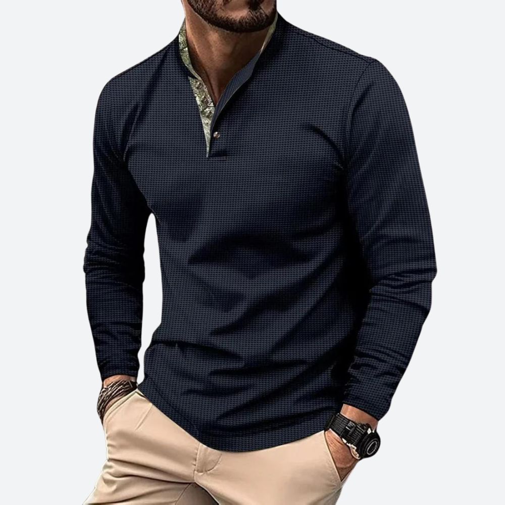 Casimir - Long Sleeve Polo Shirt in Breathable Knit