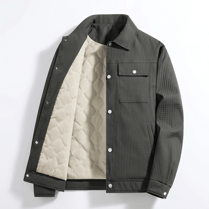 Men's quilted corduroy jacket with snap front
