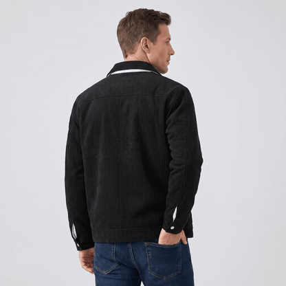 Men's quilted corduroy jacket with snap front
