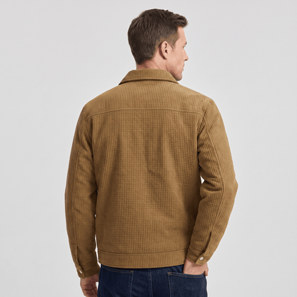 Men's quilted corduroy jacket with snap front