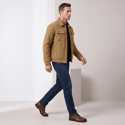 Men's quilted corduroy jacket with snap front