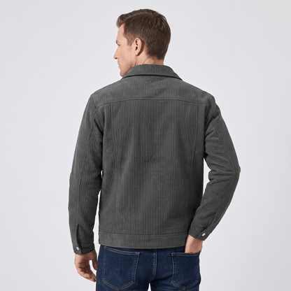 Men's quilted corduroy jacket with snap front