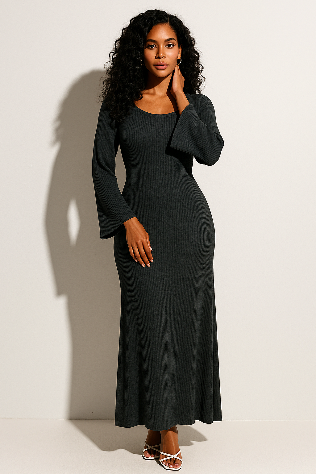 Ricarda - Ribbed Knit Floor-Length Maxi Dress
