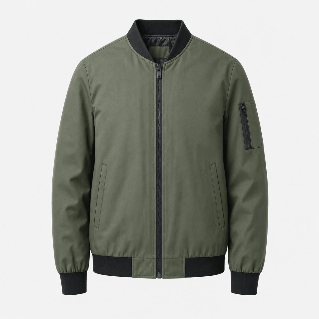 Men's bomber jacket with sleeve zip pocket