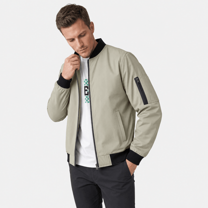 Men's bomber jacket with sleeve zip pocket - khaki