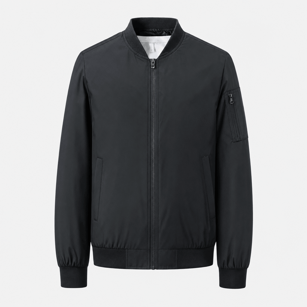 Men's bomber jacket with sleeve zip pocket