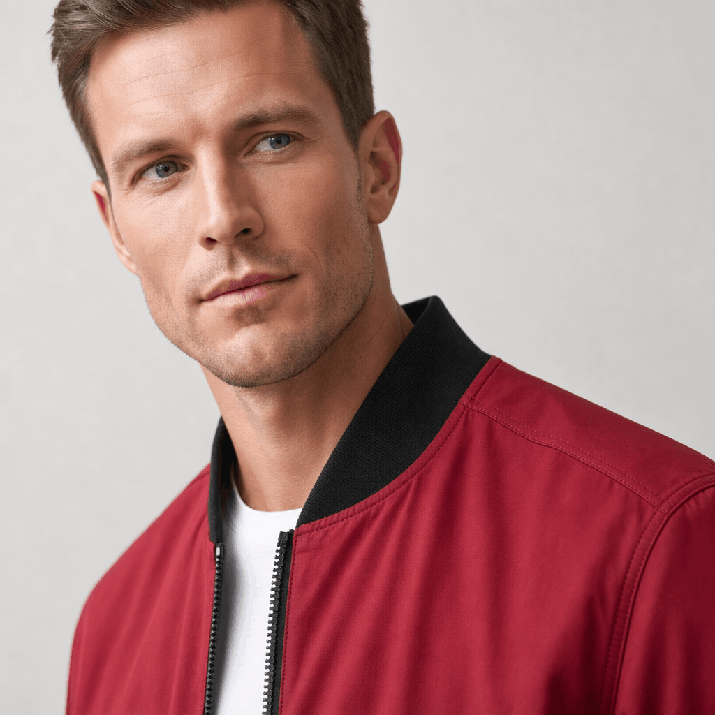 Men's bomber jacket with sleeve zip pocket