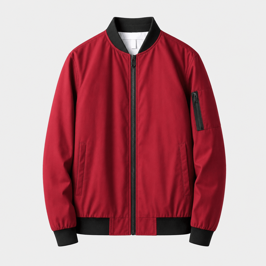 Men's bomber jacket with sleeve zip pocket