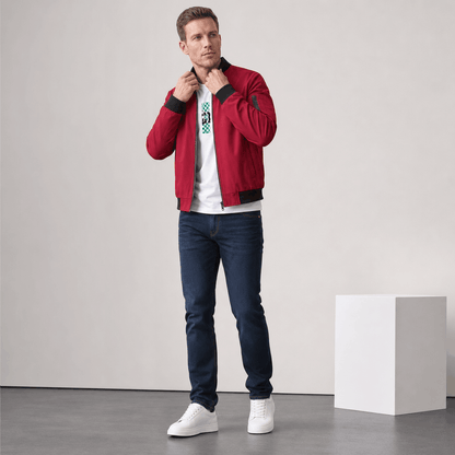 Men's bomber jacket with sleeve zip pocket