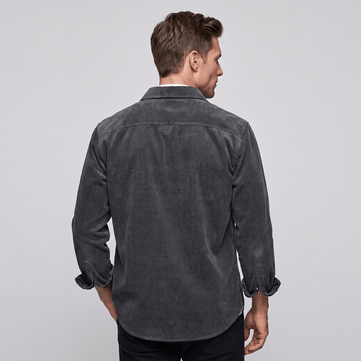 Cotton Corduroy Shirt in Relaxed Cut for Men