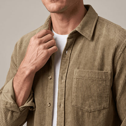 Cotton Corduroy Shirt in Relaxed Cut for Men