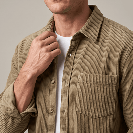Cotton Corduroy Shirt in Relaxed Cut for Men