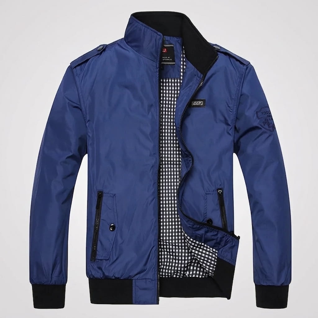Men's stand collar bomber jacket with epaulettes