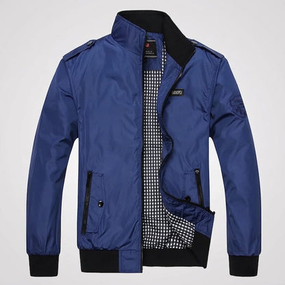Men's stand collar bomber jacket with epaulettes