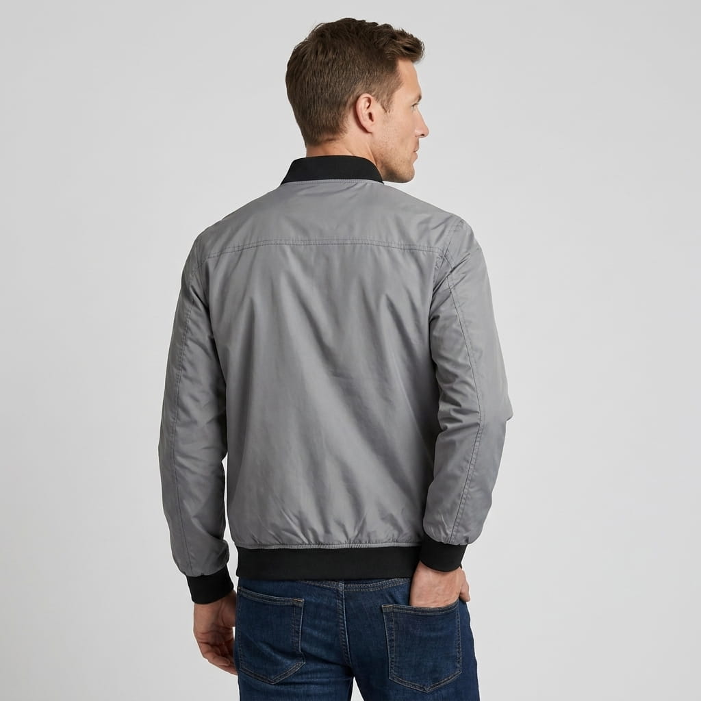 Men's stand collar bomber jacket with epaulettes