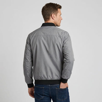 Men's stand collar bomber jacket with epaulettes