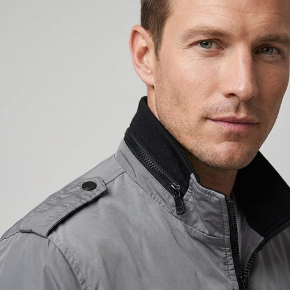 Men's stand collar bomber jacket with epaulettes