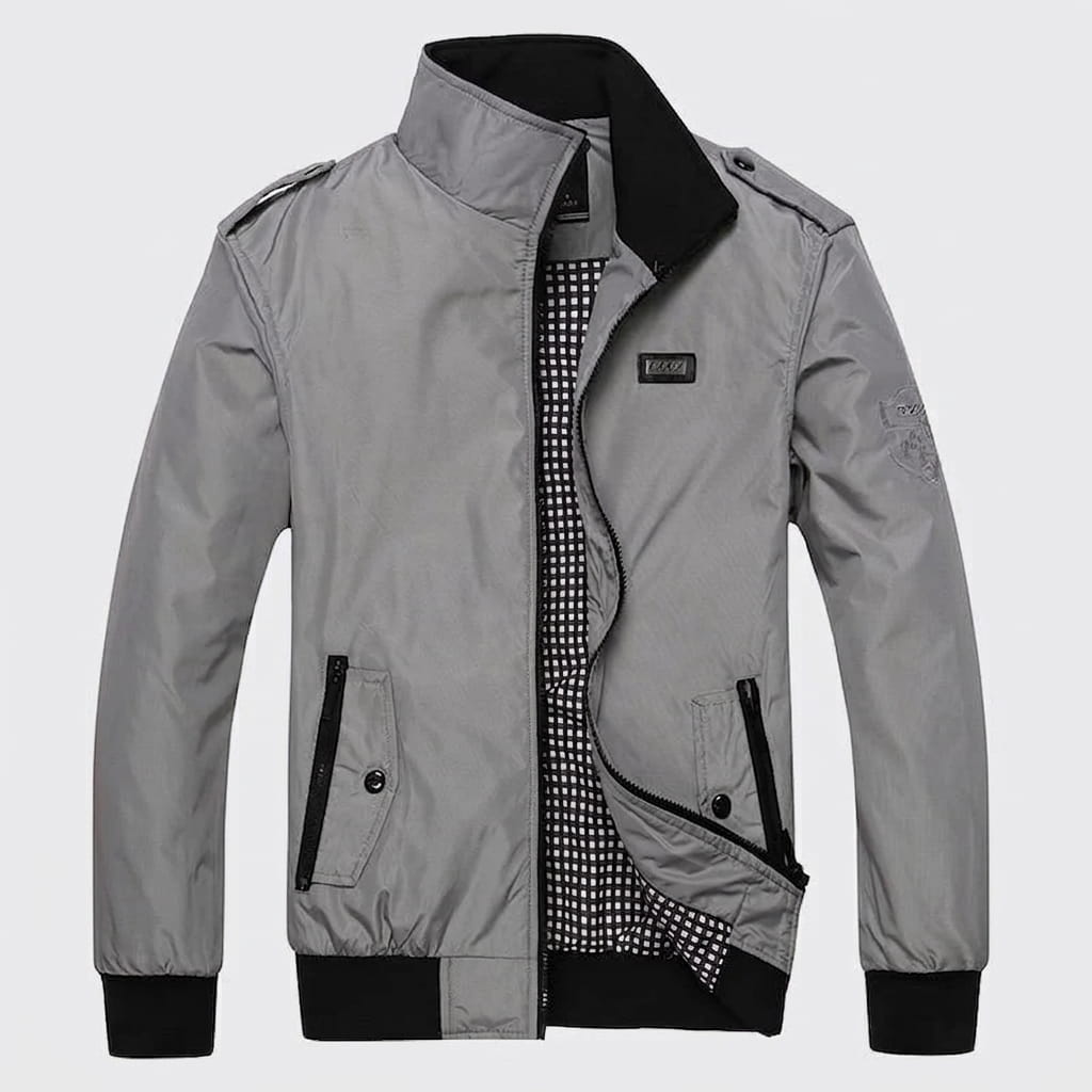 Men's stand collar bomber jacket with epaulettes