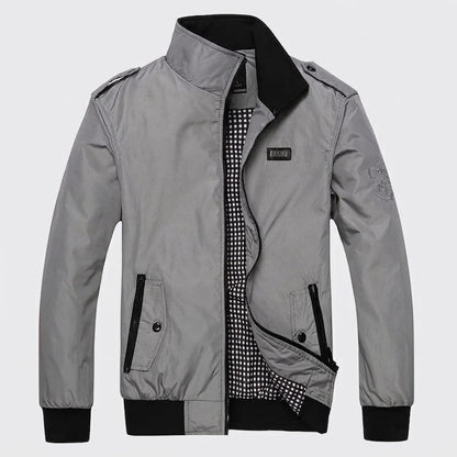Men's stand collar bomber jacket with epaulettes